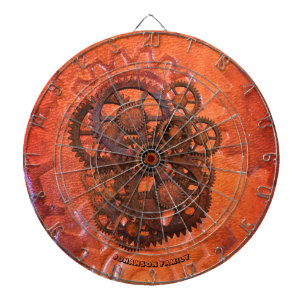 Steampunk Scifi Gears Orange 19th Century Machine Dartboard