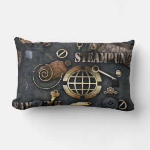 Steampunk, scrapbooking lumbar pillow