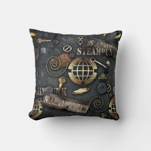 Steampunk, scrapbooking throw pillow