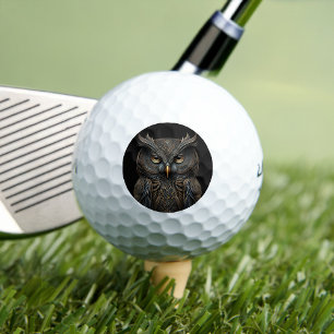Steampunk Screech Owl Golf Balls