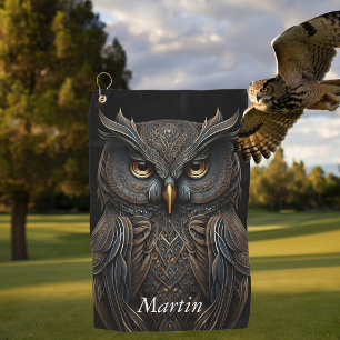 Steampunk Screech Owl Golf Towel
