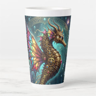 Steampunk Seahorse – Enchanted Underwater Fantasy. Latte Mug