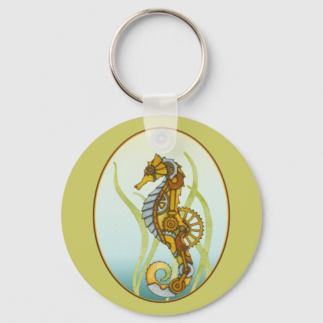 Steampunk Seahorse Keychain (Front)