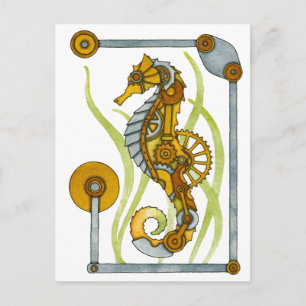 Steampunk Seahorse Postcard