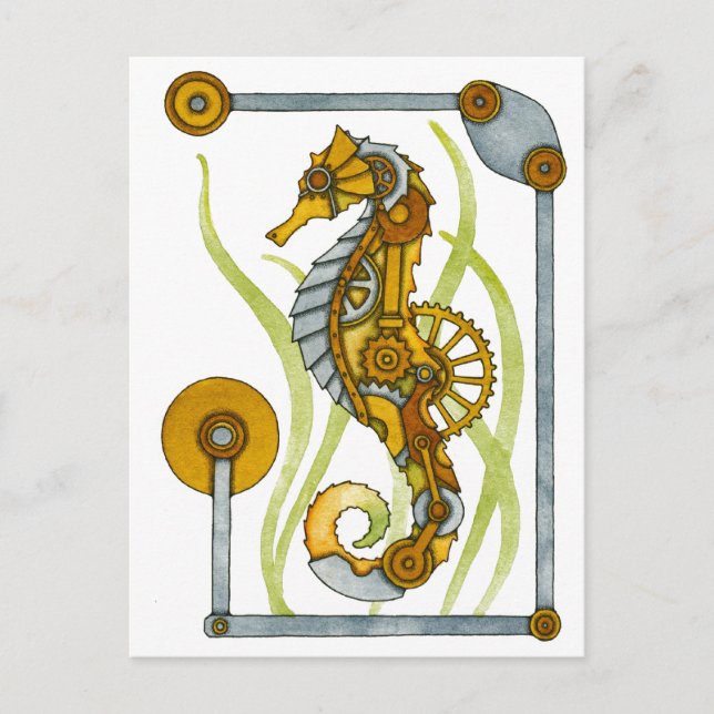 Steampunk Seahorse Postcard (Front)