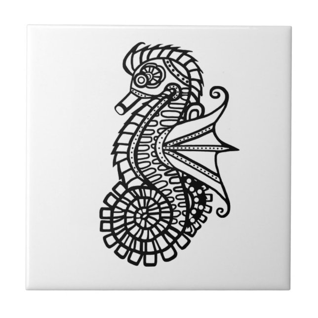 Steampunk Seahorse Stencil Tile (Front)