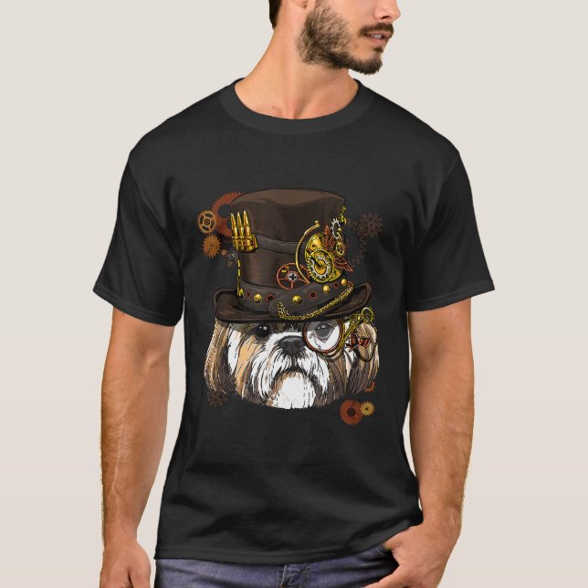 Steampunk Shih Tzu Dog Steampunk T-Shirt (Front)