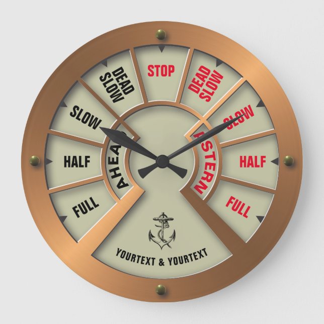 Steampunk Ship's Telegraph Chadburn Template Large Clock (Front)