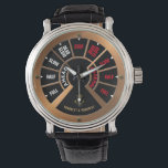 Steampunk Ship's Telegraph Chadburn Template Watch<br><div class="desc">This clock features an original graphic of an engine order telegraph (E.O.T.) or chadburn. All the text can be personalized and the anchor graphic can easily be replaced with your own image in this template. The background colour can also be customized. There are many options in hidden layers within this...</div>