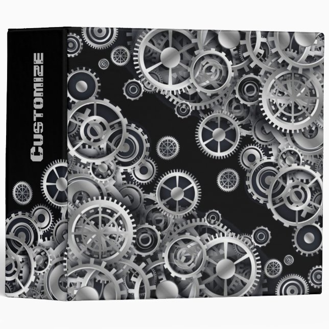 Steampunk Silver Gears 3 Classeur anneau (Devant/Côté)