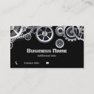 Steampunk Silver Gears 5 Business Card
