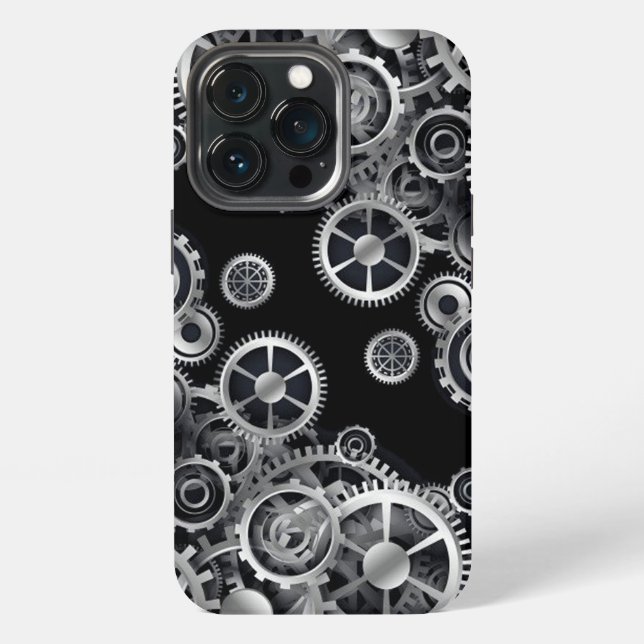 Steampunk Silver Gears  iPhone Case (Back)