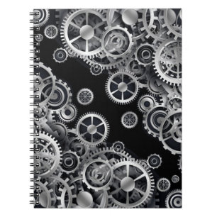 Steampunk Silver Gears Notebook