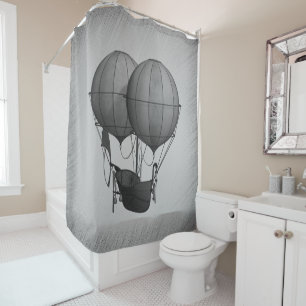 Steampunk Silver Hot Air Balloons with Ship