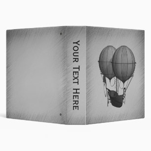 Steampunk Silver Hot Air Balloons with Ship Binder