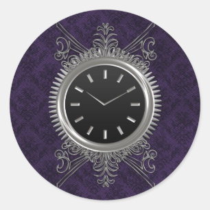 Steampunk Silver Metal Clock Classic Round Sticker
