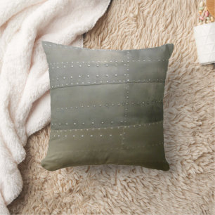 Steampunk Silver Metal With Rivets Throw Pillow