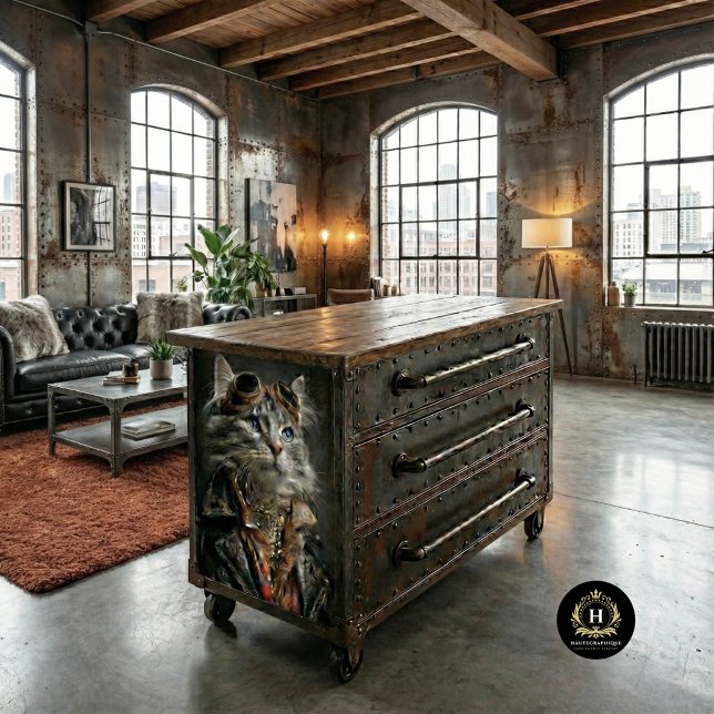 Steampunk Silver Tabby Cat Decoupage Craft Paper (Creator Uploaded)