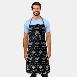 Steampunk Silver Zinc Airships Monogram Apron