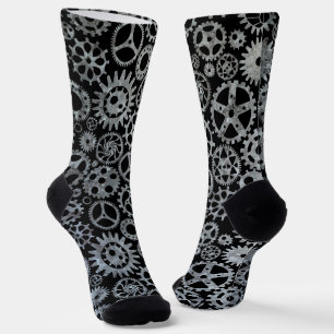 Steampunk Silver Zinc Gears Socks