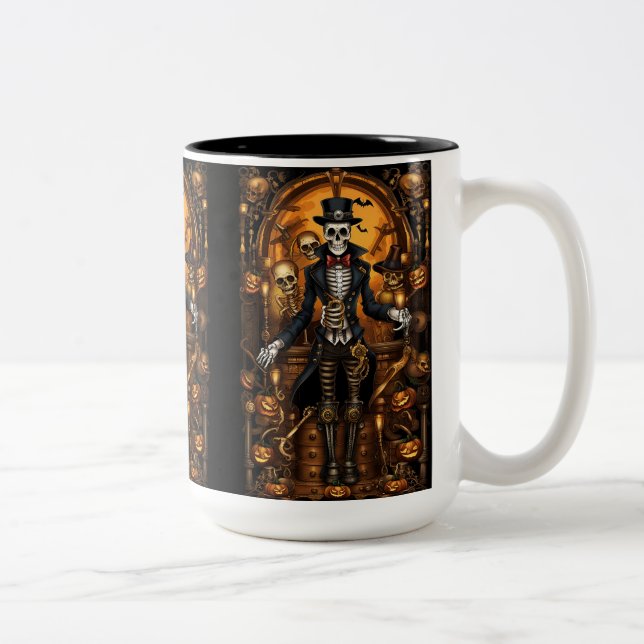 Steampunk Skeleton 2 Two-Tone Coffee Mug (Right)