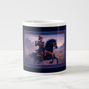 Steampunk Skeleton Riding Stallion Playing Flute Large Coffee Mug