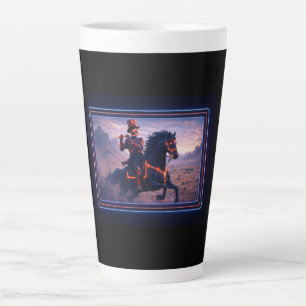 Steampunk Skeleton Riding Stallion Playing Flute Latte Mug