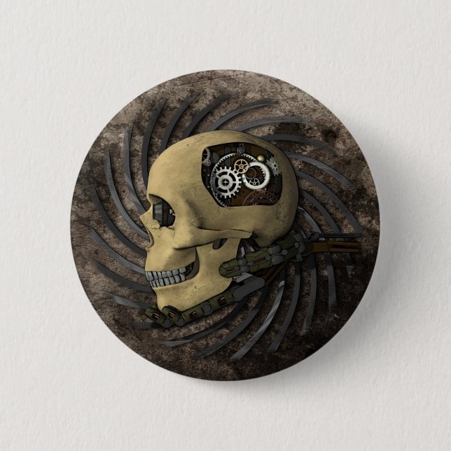 Steampunk Skull 2 Inch Round Button (Front)