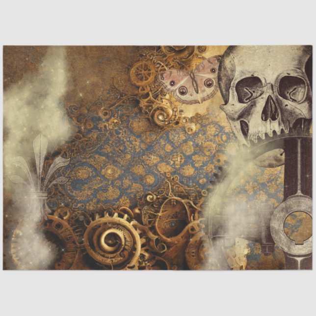 SteamPunk-Skull-Butterfly-Papier Mousseline Tissue Paper (Front)