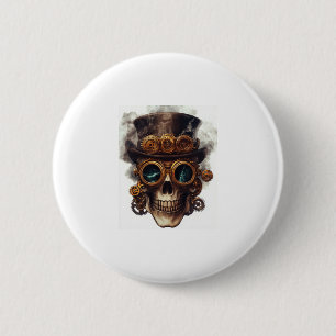Steampunk Skull Engine 2 Inch Round Button