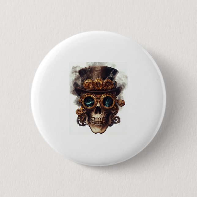 Steampunk Skull Engine 2 Inch Round Button (Front)