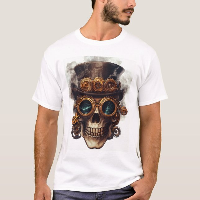 Steampunk Skull Engine T-Shirt (Front)
