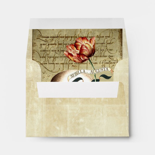 Steampunk Skull Floral Writing A2 Note Envelope (Back (Bottom))