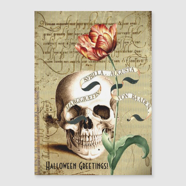 Steampunk Skull Floral Writing Halloween (Front)