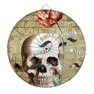 Steampunk Skull Floral Writing Halloween Dartboard