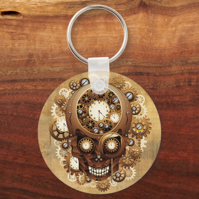 Steampunk Skull Gothic Style Keychain (Front)