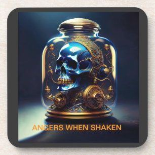Steampunk Skull In Jar Angers When Shaken Coaster
