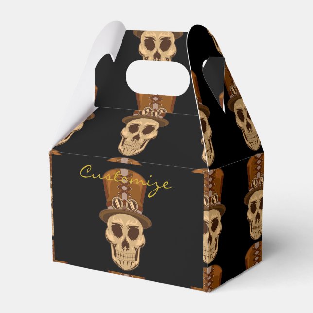 Steampunk Skull in Top Hat/ Gas Mask Thunder_Cove Favor Box (Front Side)