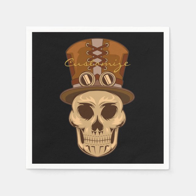 Steampunk Skull in Top Hat Thunder_Cove Napkin (Front)