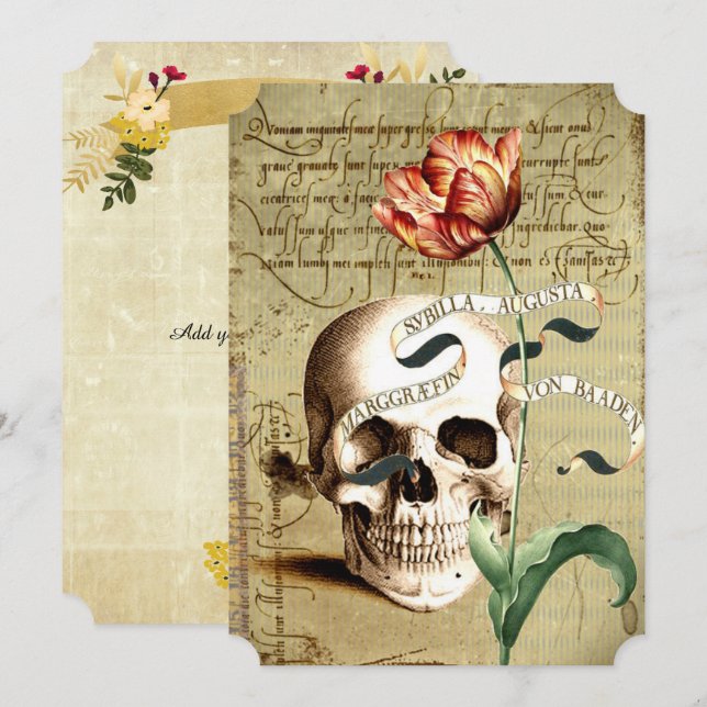 Steampunk Skull Vintage Halloween Invitations (Front/Back)