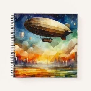 Steampunk Skyline w/ Zeppelin Spiral Notebook