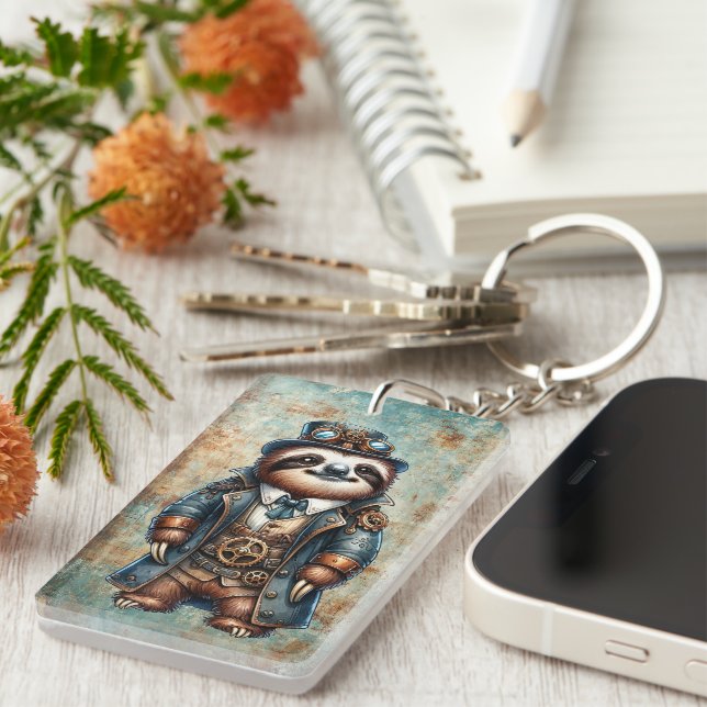 Steampunk Sloth  Keychain (Front Right)