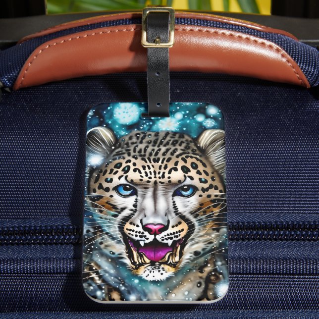 Steampunk Snow Leopard    Luggage Tag (Front Insitu 2)