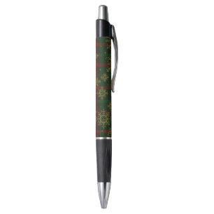 Steampunk Snowflake Red and Green Tartan Pen