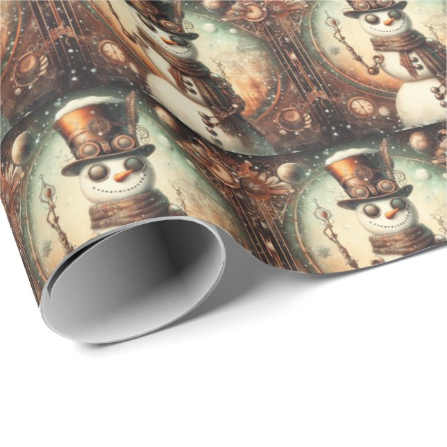 Steampunk Snowman Wrapping Paper (Roll Corner)