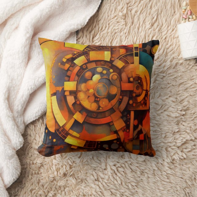 Steampunk Solar Mechanism Abstract Throw Pillow (Blanket)