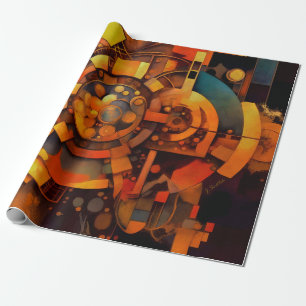 Steampunk Solar Mechanism Abstract Wrapping Paper