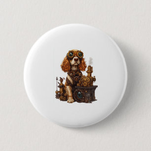 Steampunk Spaniel � Victorian Dog Inventor 2 Inch Round Button