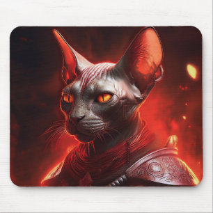Steampunk Sphinx Cat Warrior Looking Fierce Mouse Pad