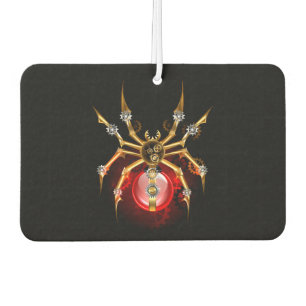 Steampunk spider on black air freshener
